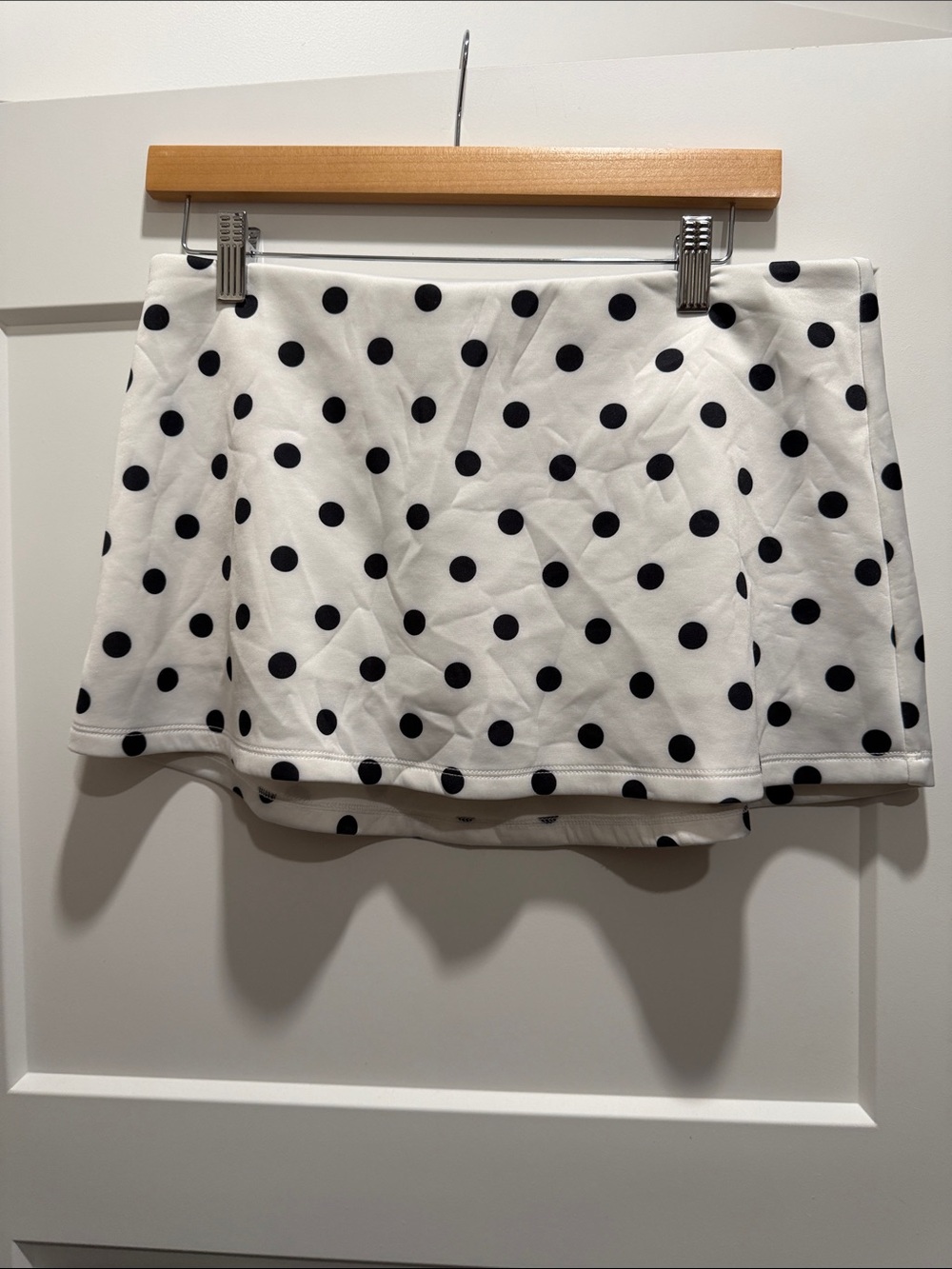 Classic Polka Dot Mini Skirt - White with Black Dots
